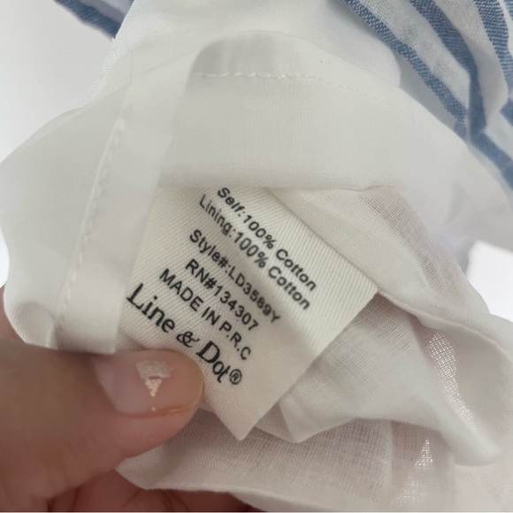 REVOLVE NWT Line & Dot Blue Stripe Lea Dress Off The Shoulder Ruffle Size XS - Picture 11 of 13